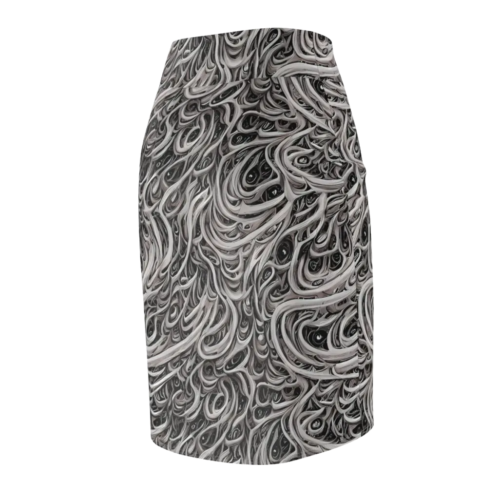 Noir Marbling on Pencil Skirt — Back Side