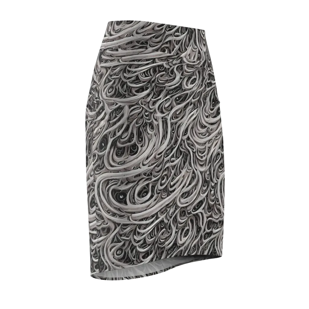 Noir Marbling on Pencil Skirt — Front Side