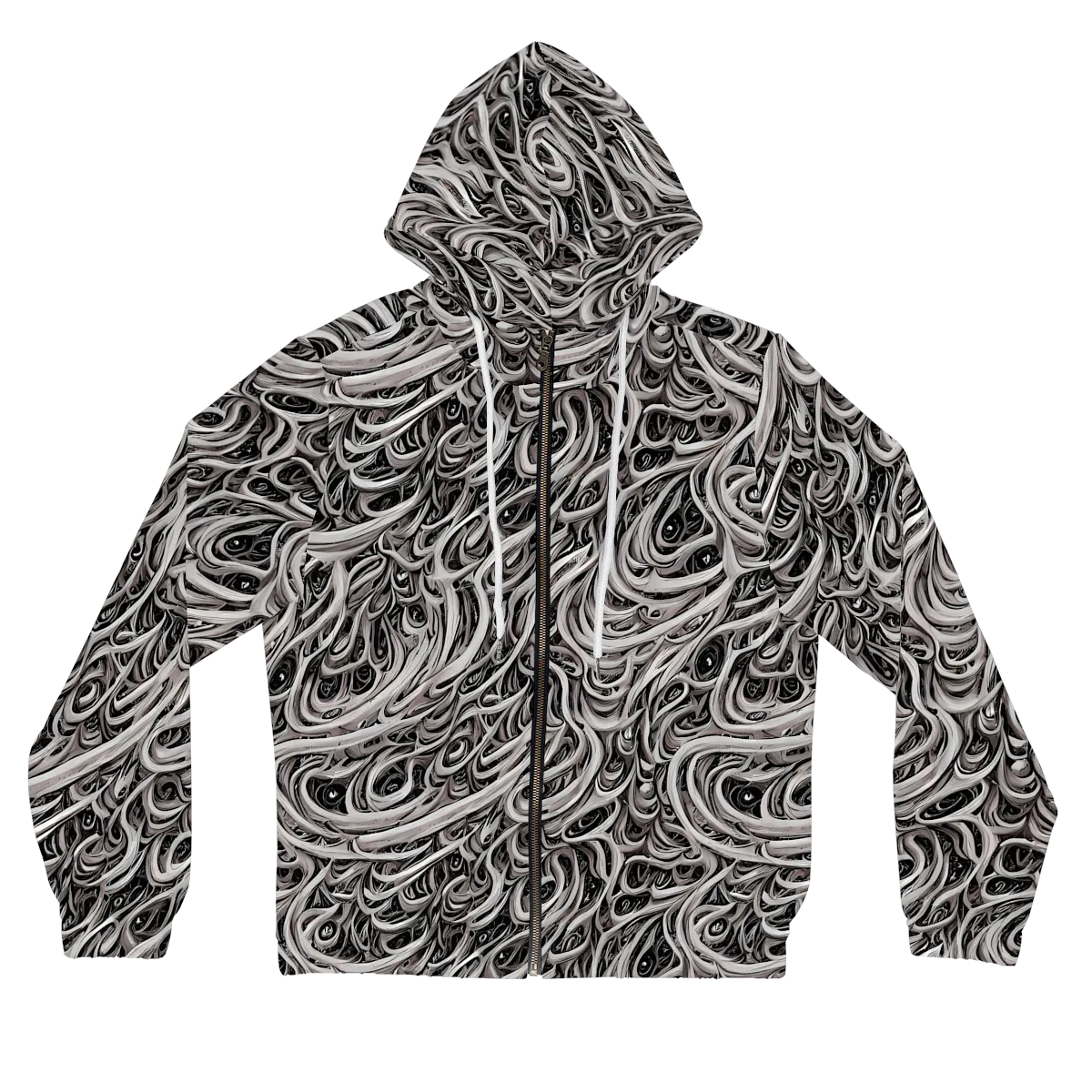 Noir Marbling on Women's Full-Zip Hoodie — Front