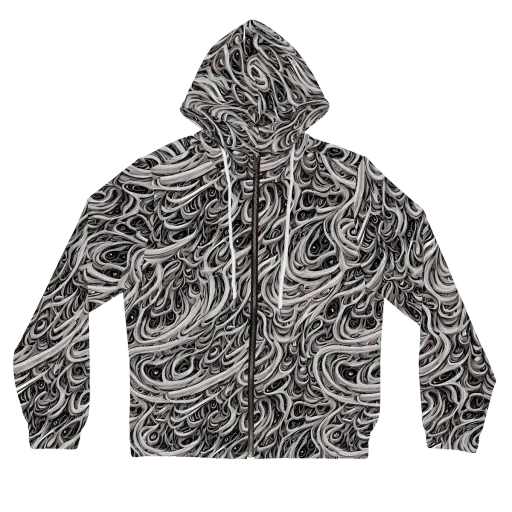 Noir Marbling on a Women's Full-Zip Hoodie