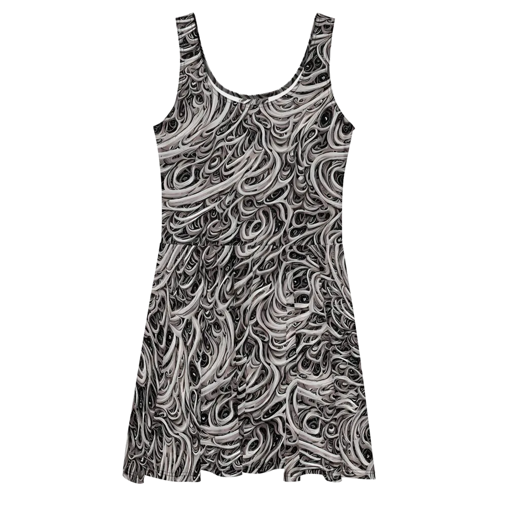 Noir Marbling on Skater Dress — Front