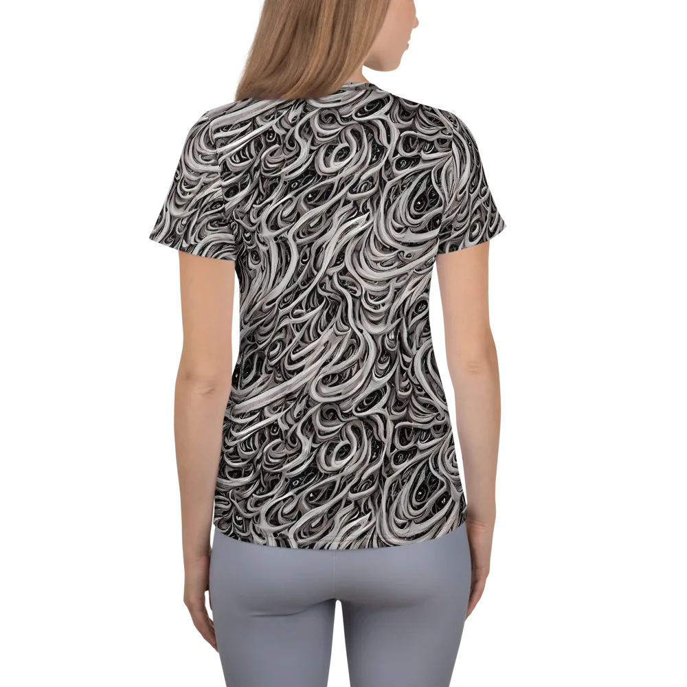 Noir Marbling on Women's Athletic T-Shirt — Back