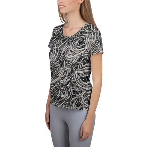 Noir Marbling on a Women's Athletic T-Shirt
