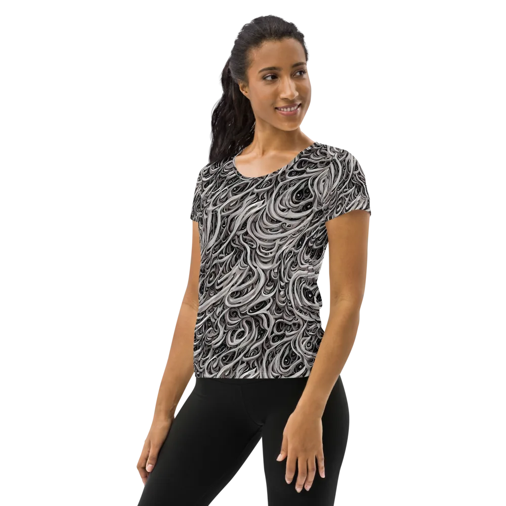 Noir Marbling on Women's Athletic T-Shirt — Left