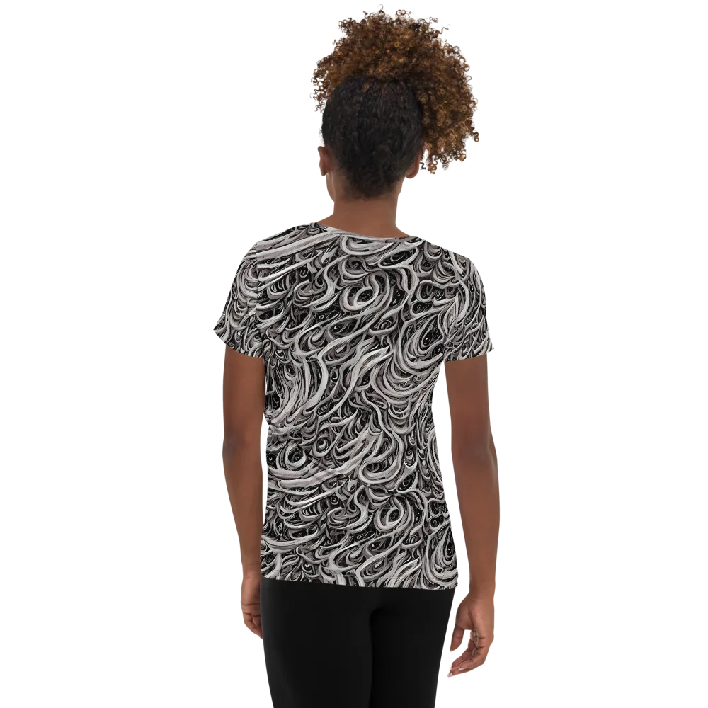 Noir Marbling on Women's Athletic T-Shirt — Back