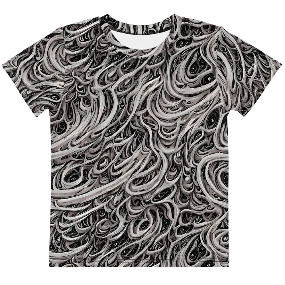 Noir Marbling on Kids Crew Neck T-Shirt — Front