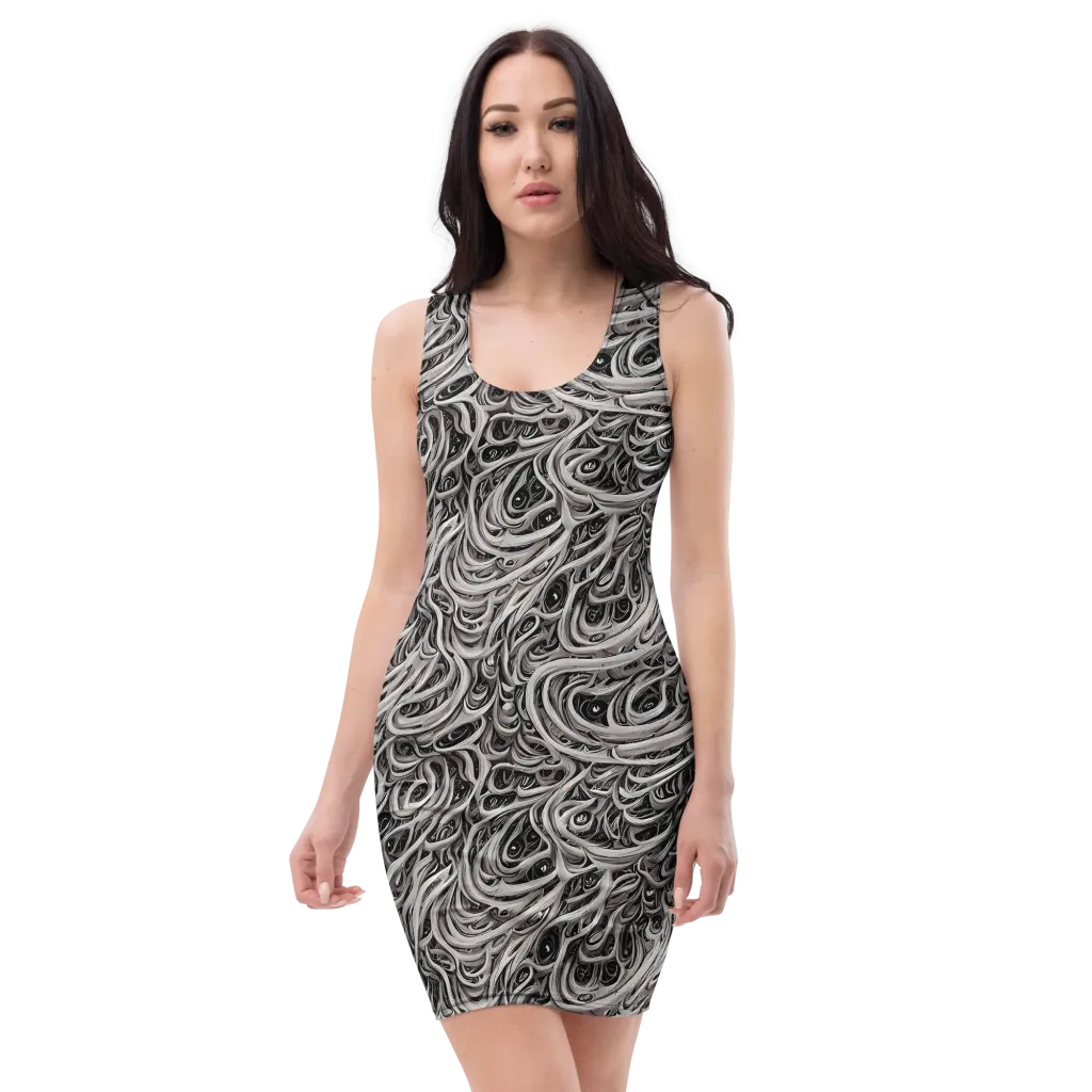 Noir Marbling on Bodycon Dress — Front