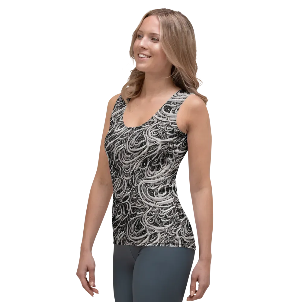 Noir Marbling on Women's Tank Top — Left Front