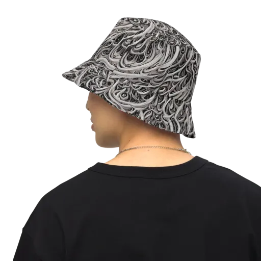 Noir Marbling on a Reversible Bucket Hat