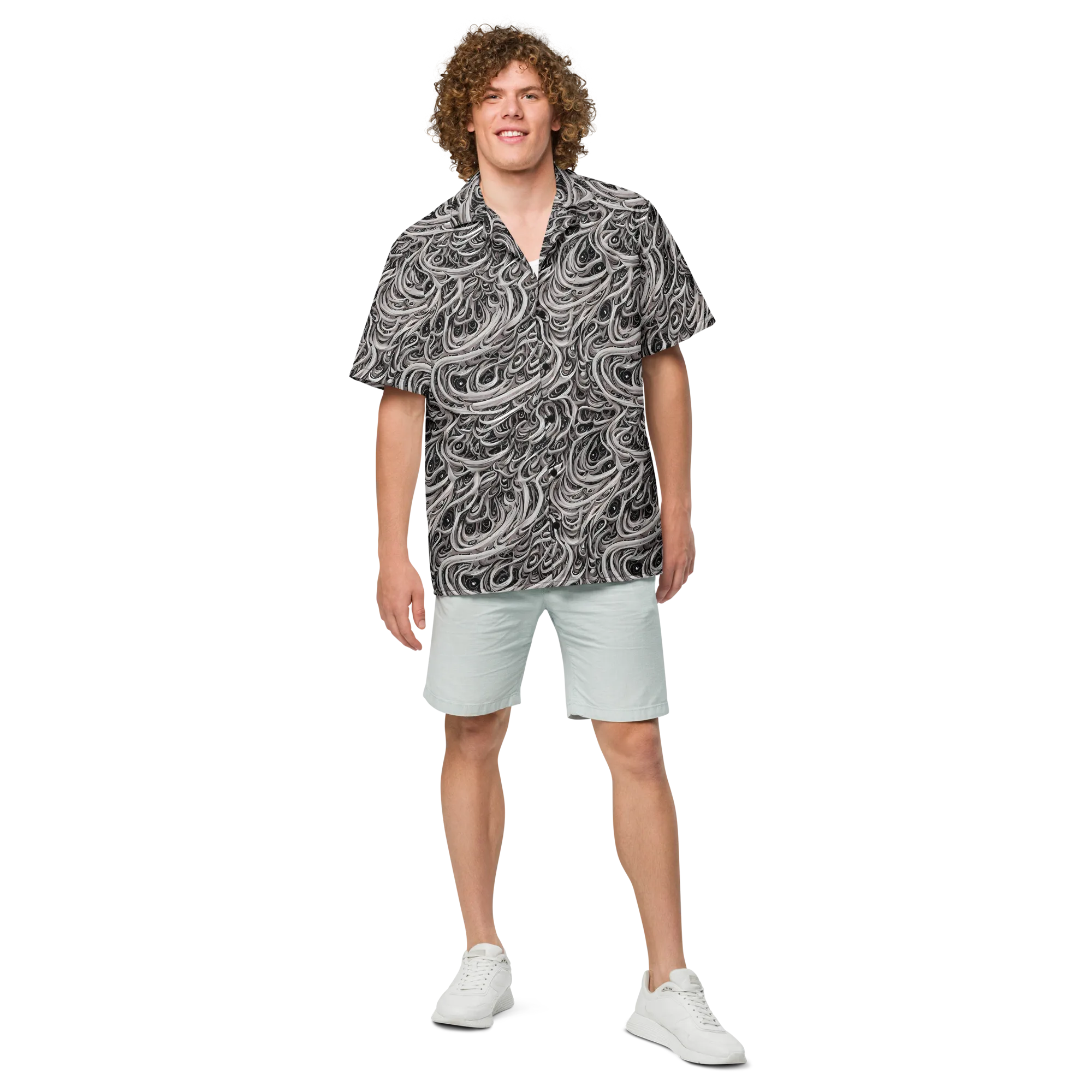 Noir Marbling on Button Shirt — Front