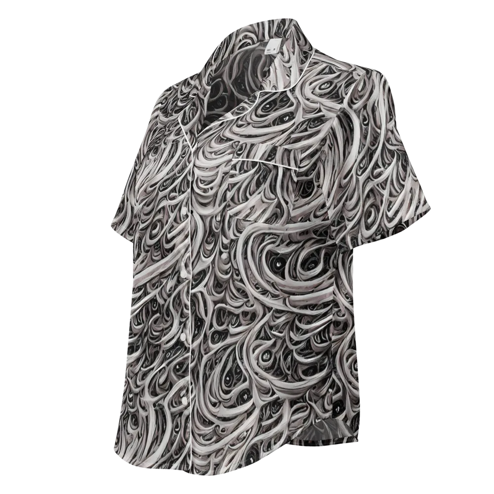 Noir Marbling on Women's Short Sleeve Pajama Top — Left Front