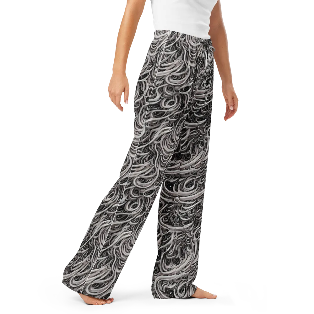 Noir Marbling on Women's Pajama Pants — Right Front