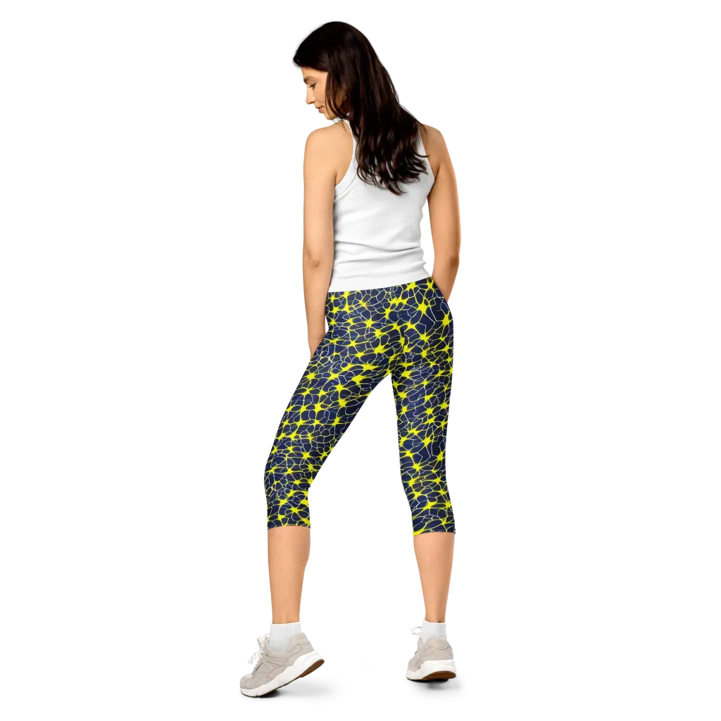 Neon Neural Network on Capri Leggings — Back