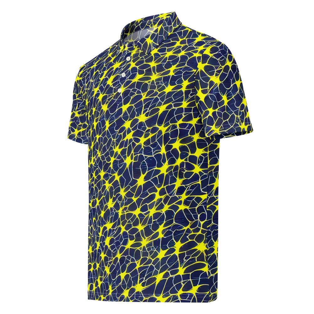 Neon Neural Network on Men's Slim Fit Polo Shirt — Left Front