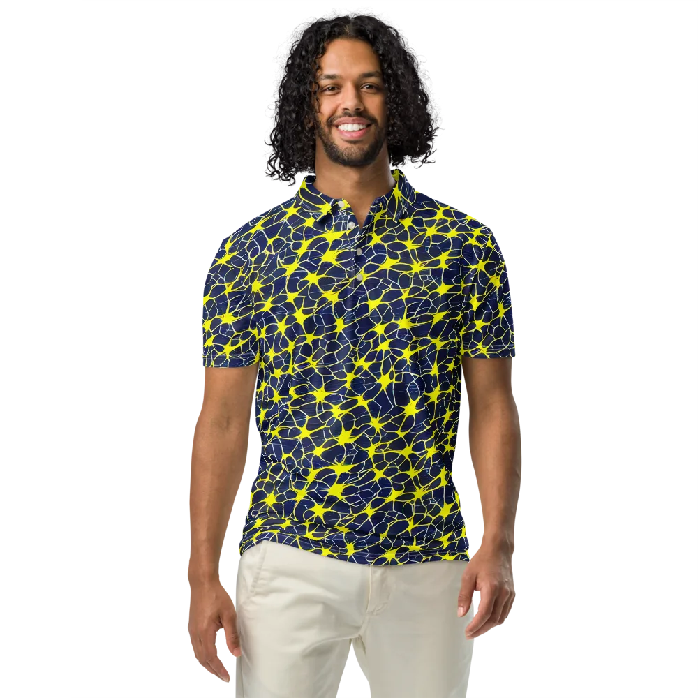 Neon Neural Network on Men's Slim Fit Polo Shirt — Front