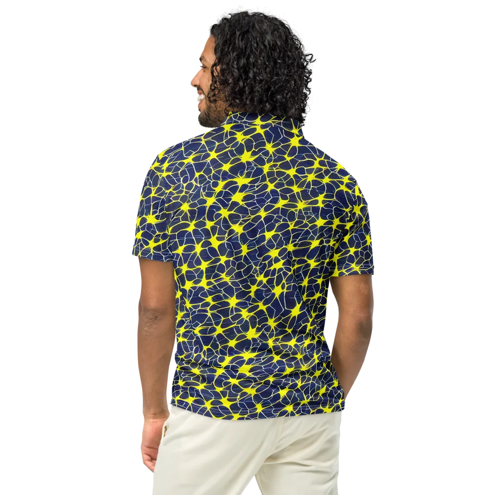 Neon Neural Network on Men's Slim Fit Polo Shirt — Back