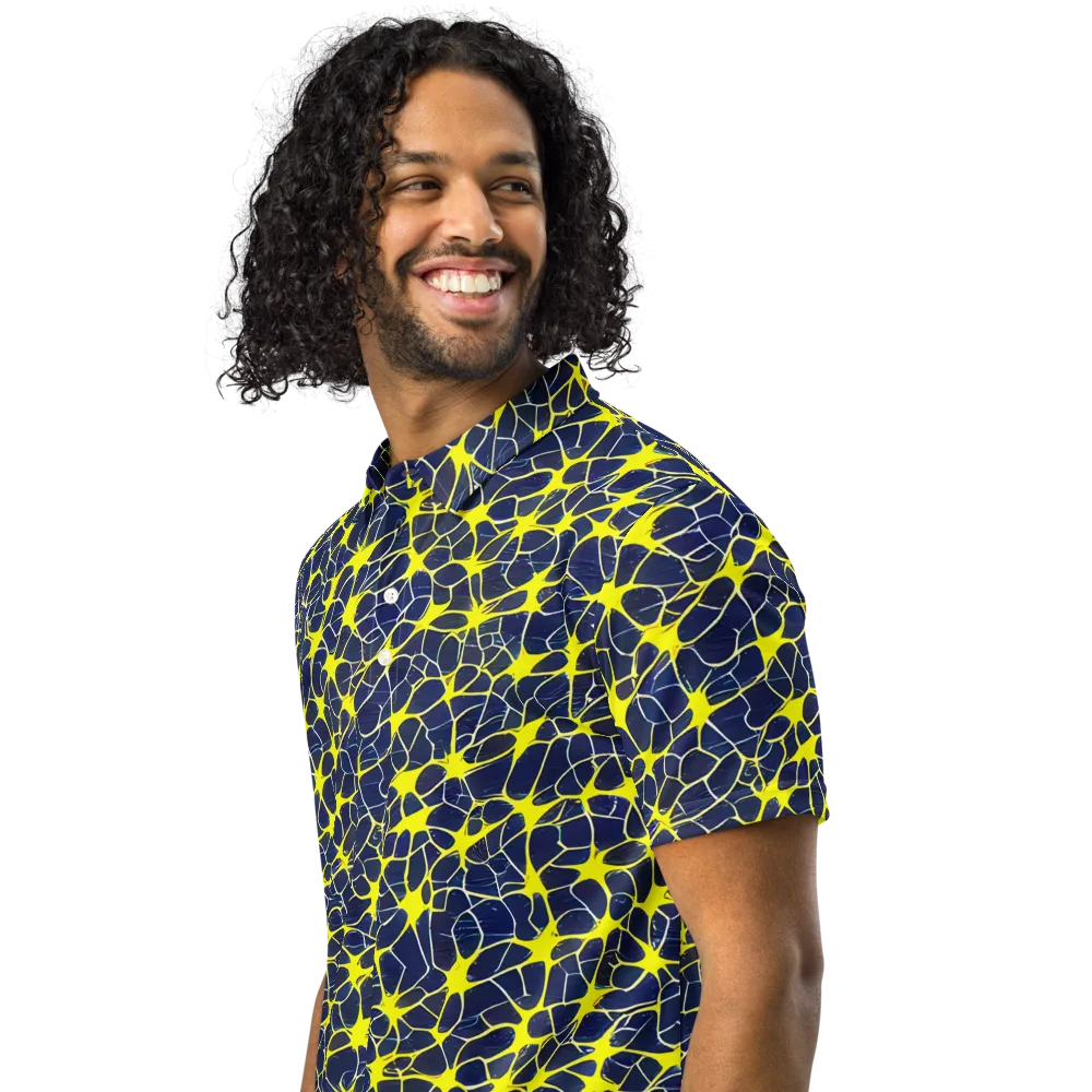 Neon Neural Network on Men's Slim Fit Polo Shirt — Left Front
