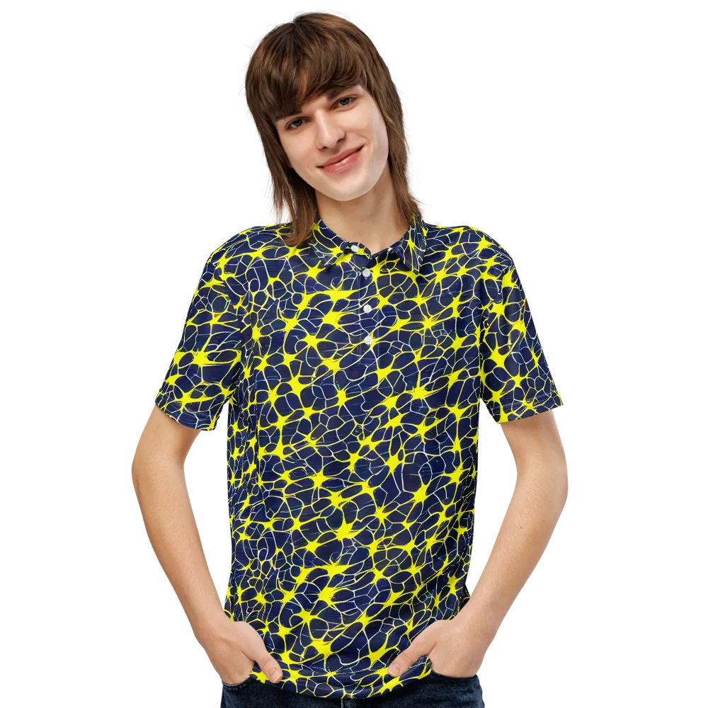 Neon Neural Network on Men's Slim Fit Polo Shirt — Front