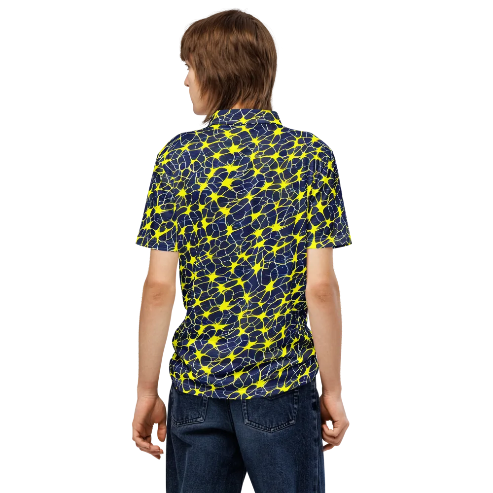 Neon Neural Network on Men's Slim Fit Polo Shirt — Back