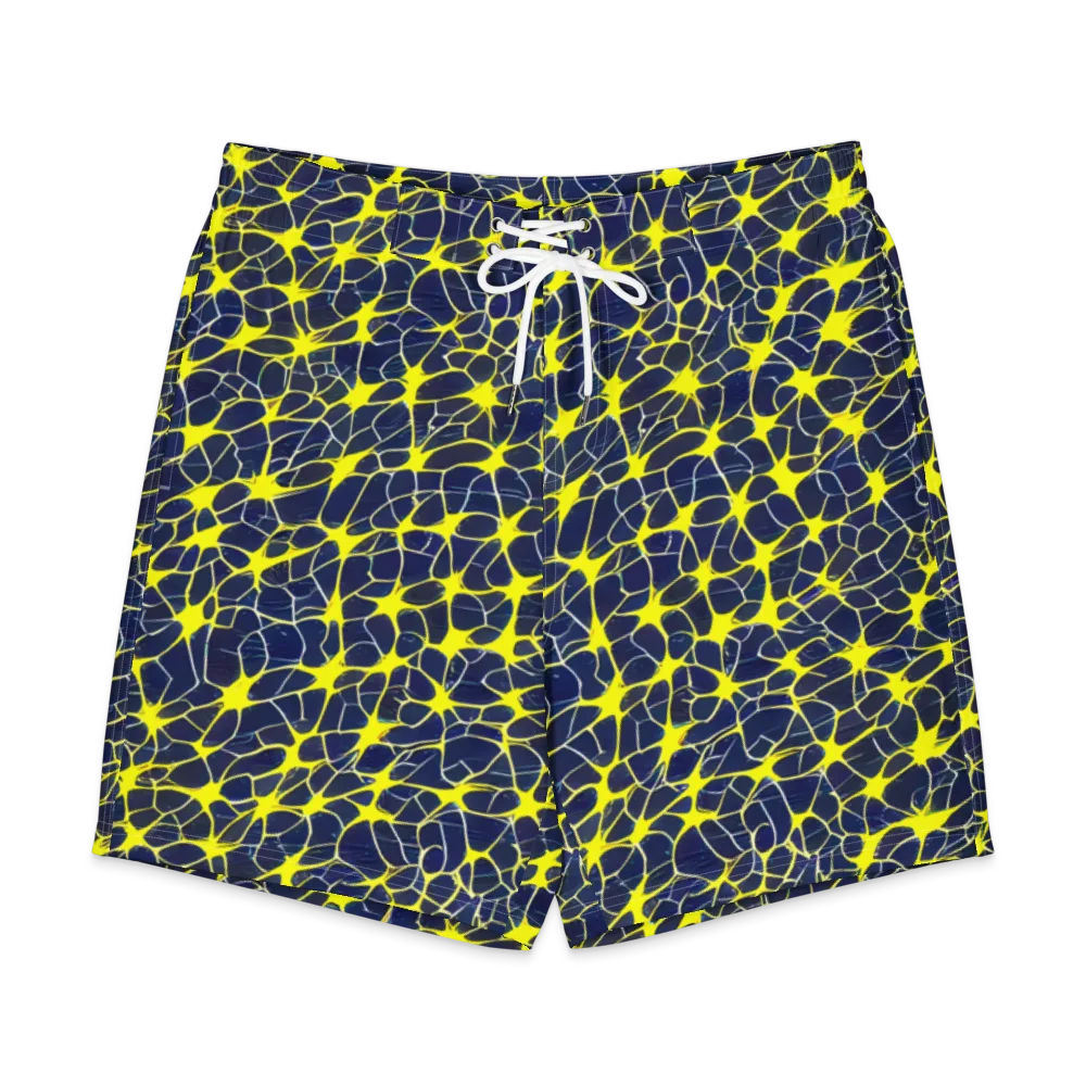Neon Neural Network on Men's Board Shorts — Front