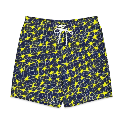Neon Neural Network on a Men's Board Shorts