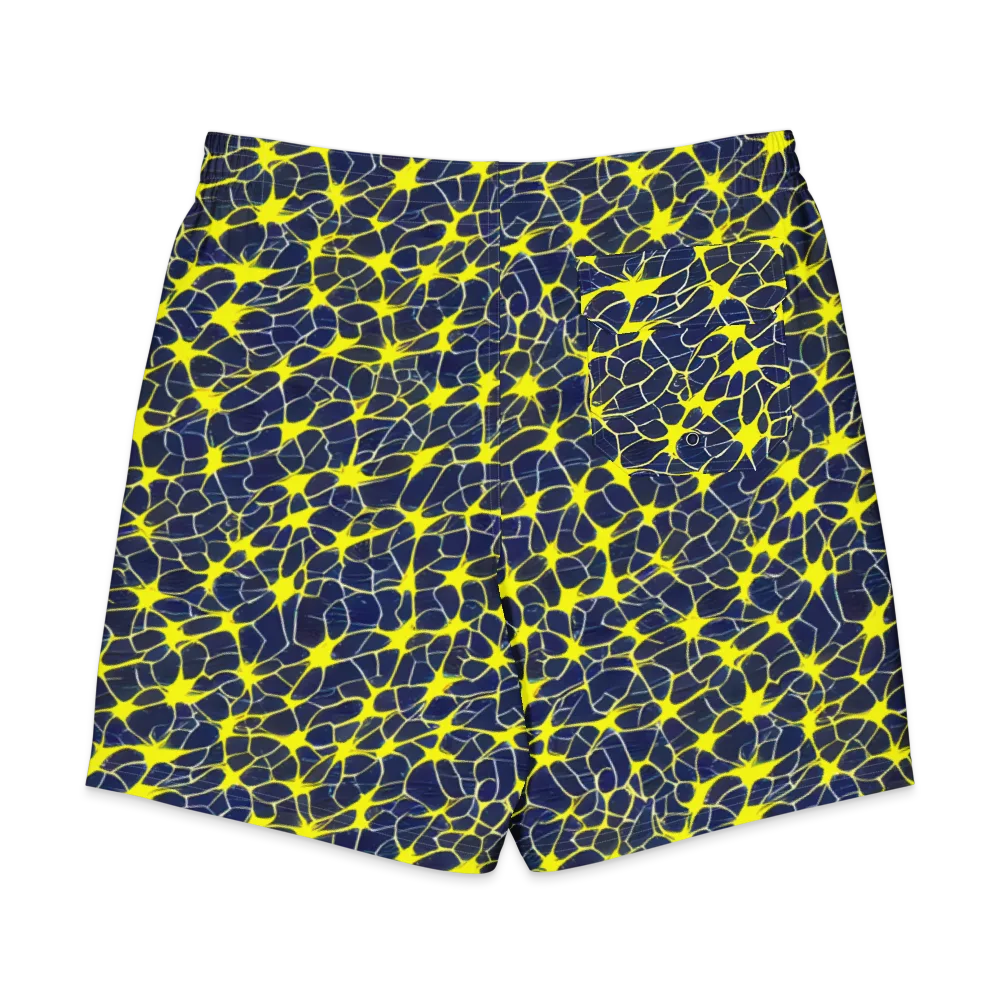 Neon Neural Network on Men's Board Shorts — Back