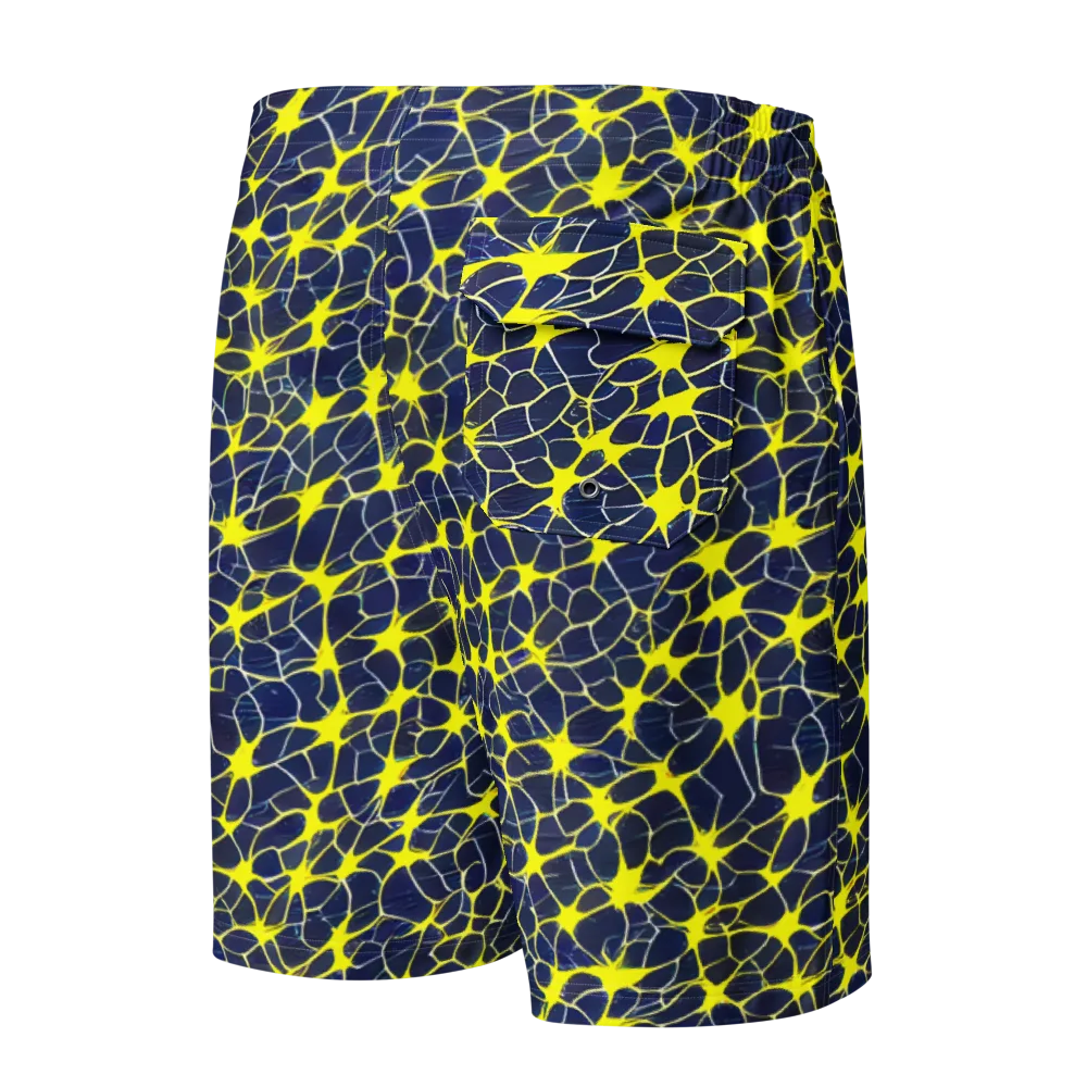 Neon Neural Network on Men's Board Shorts — Back