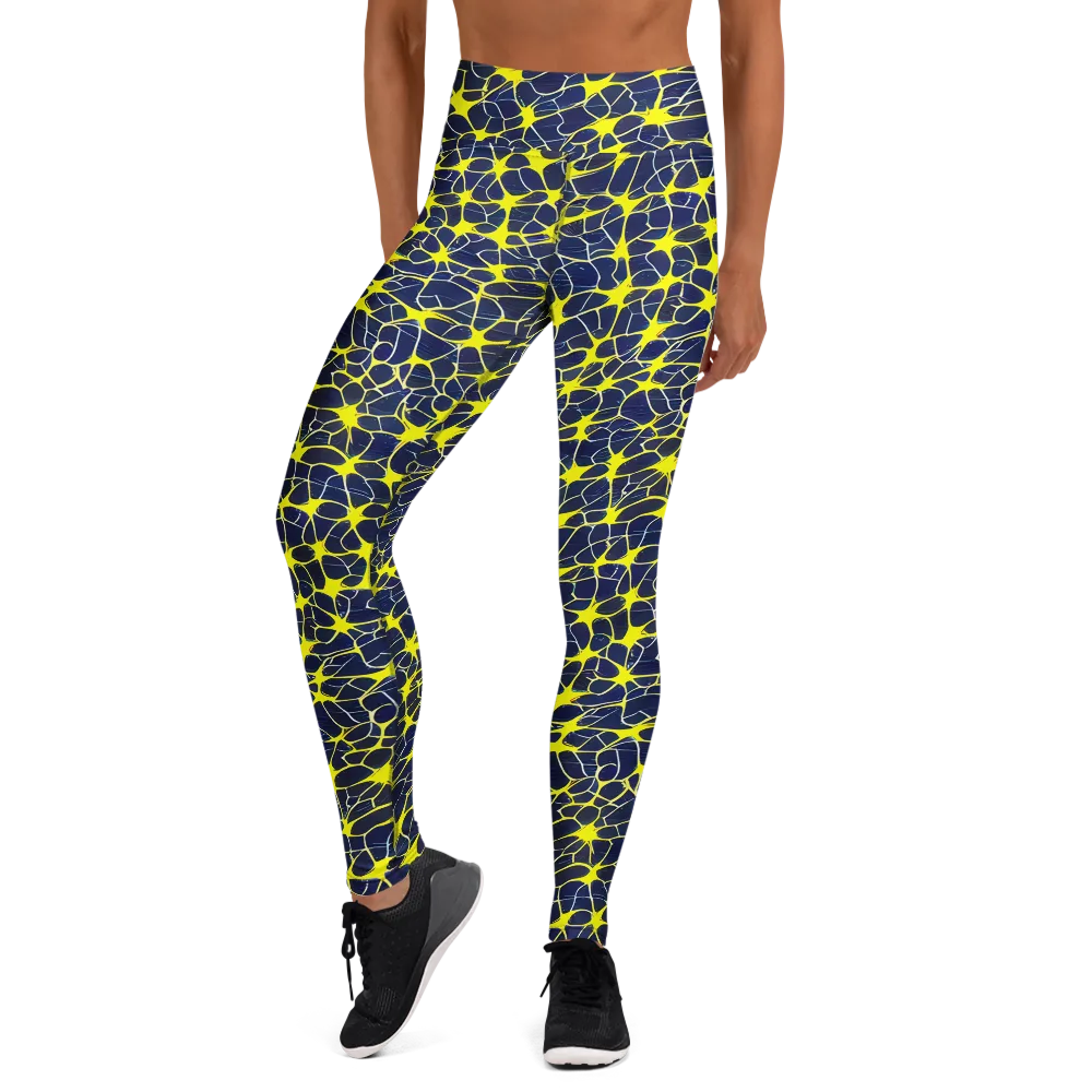 Neon Neural Network on Yoga Leggings — Front