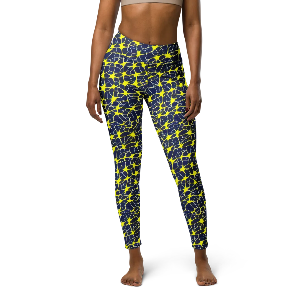 Neon Neural Network on Yoga Leggings — Front