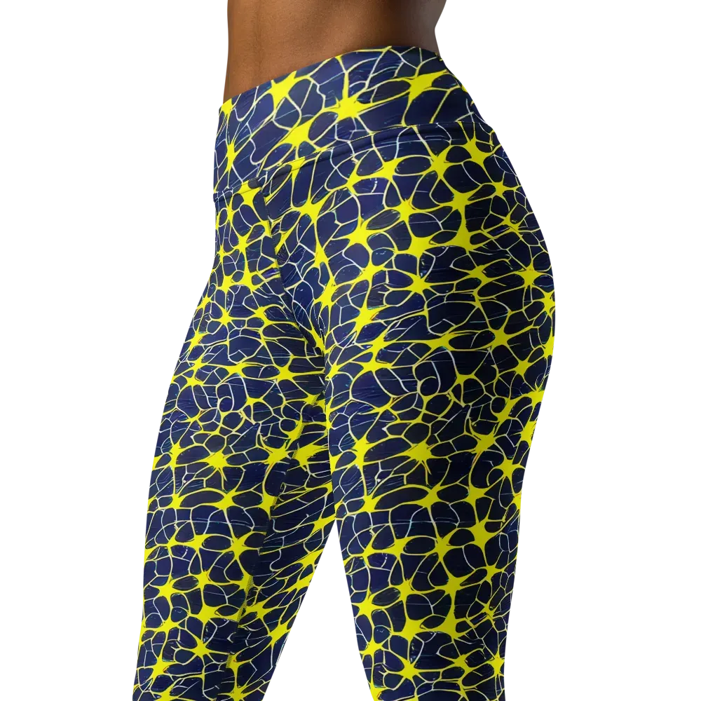 Neon Neural Network on Yoga Leggings — Left Front