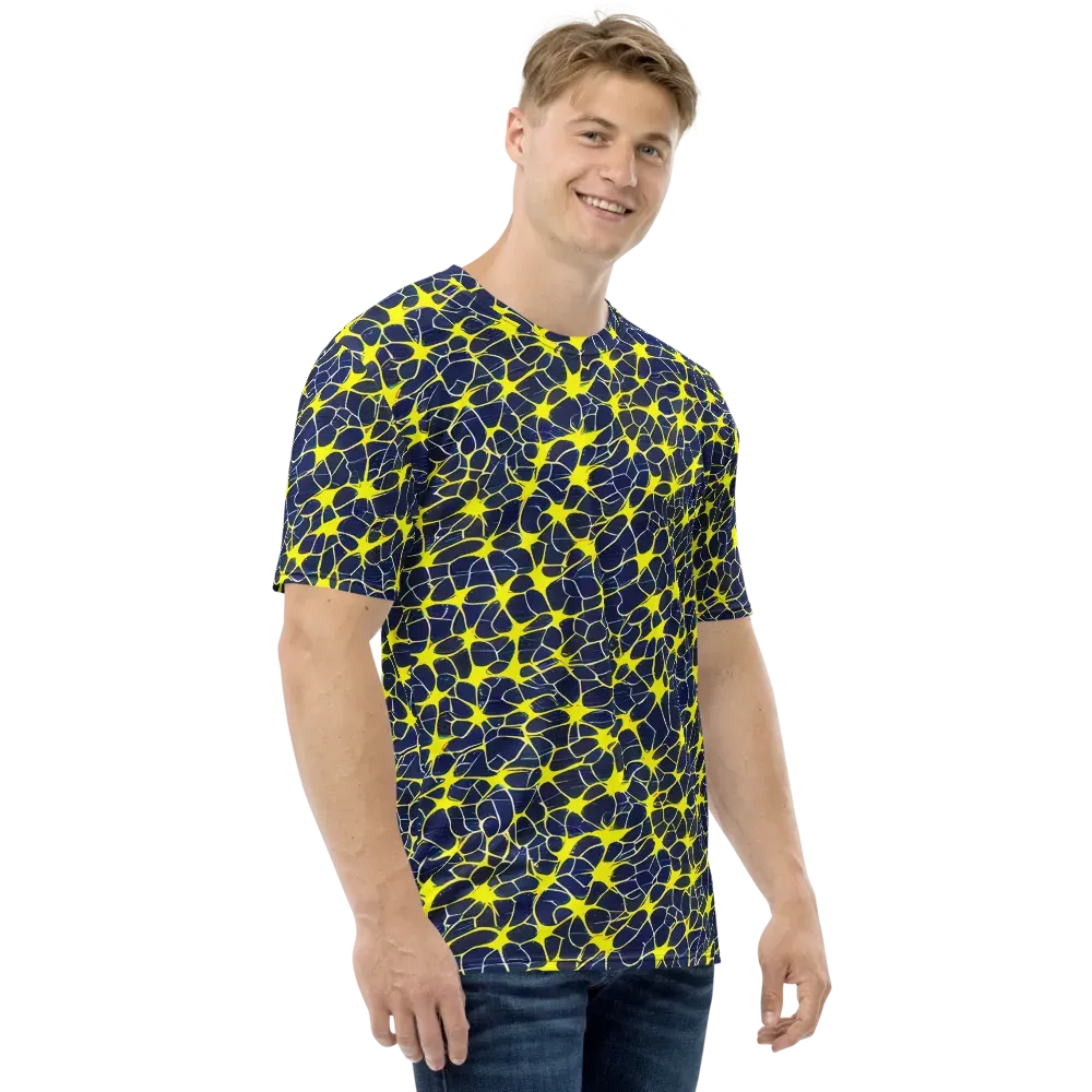Neon Neural Network on Men's Crew Neck T-Shirt — Right