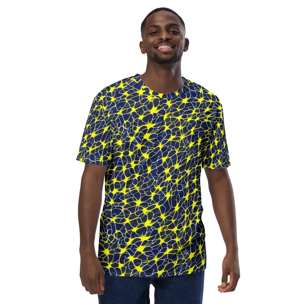 Neon Neural Network on Men's Crew Neck T-Shirt — Front