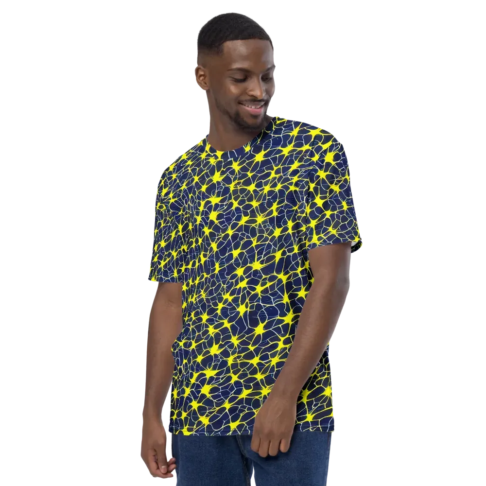 Neon Neural Network on Men's Crew Neck T-Shirt — Left