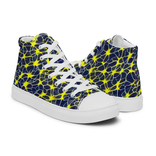 Neon Neural Network on a Men's High Top Canvas Shoes