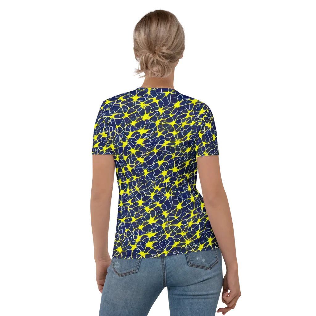 Neon Neural Network on Women's Crew Neck T-Shirt — Back