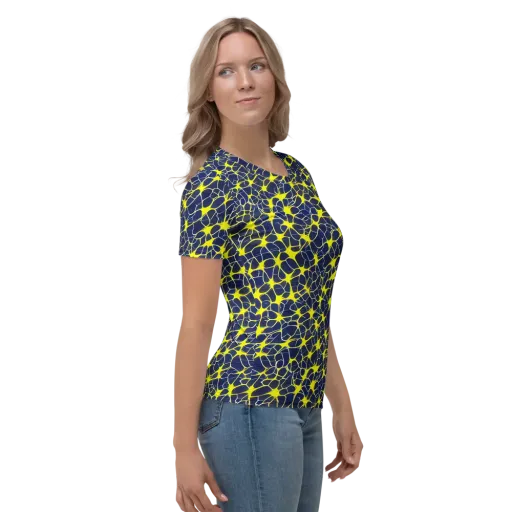 Neon Neural Network on a Women's Crew Neck T-Shirt