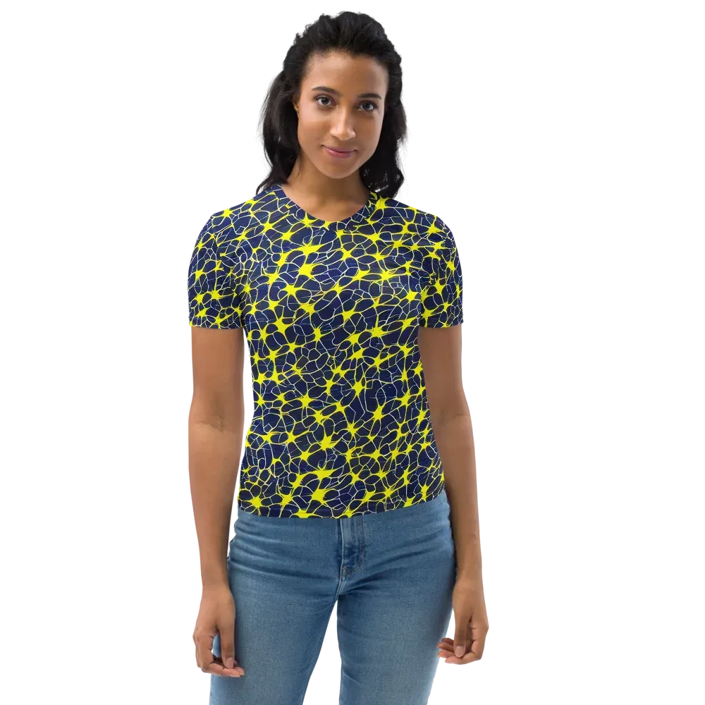 Neon Neural Network on Women's Crew Neck T-Shirt — Front