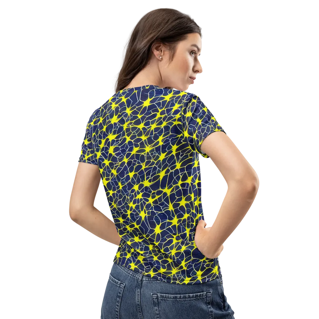 Neon Neural Network on Women's Crew Neck T-Shirt — Back