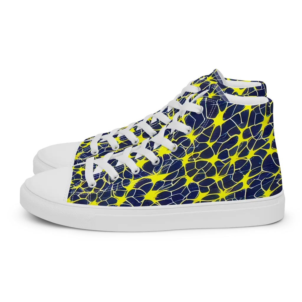Neon Neural Network on Women's High Top Canvas Shoes — Left