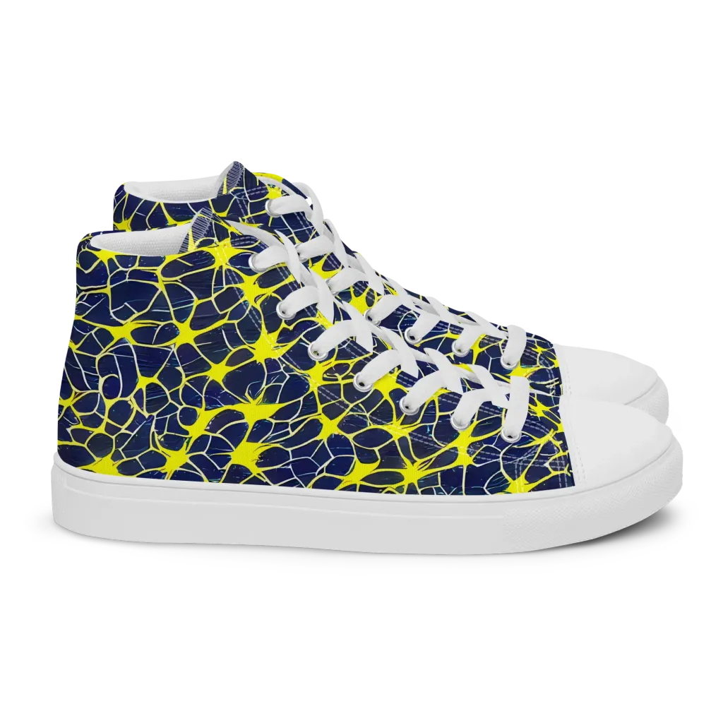 Neon Neural Network on Women's High Top Canvas Shoes — Right