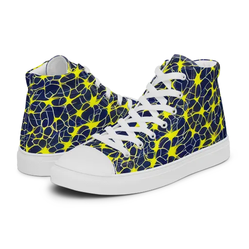 Neon Neural Network on a Women's High Top Canvas Shoes
