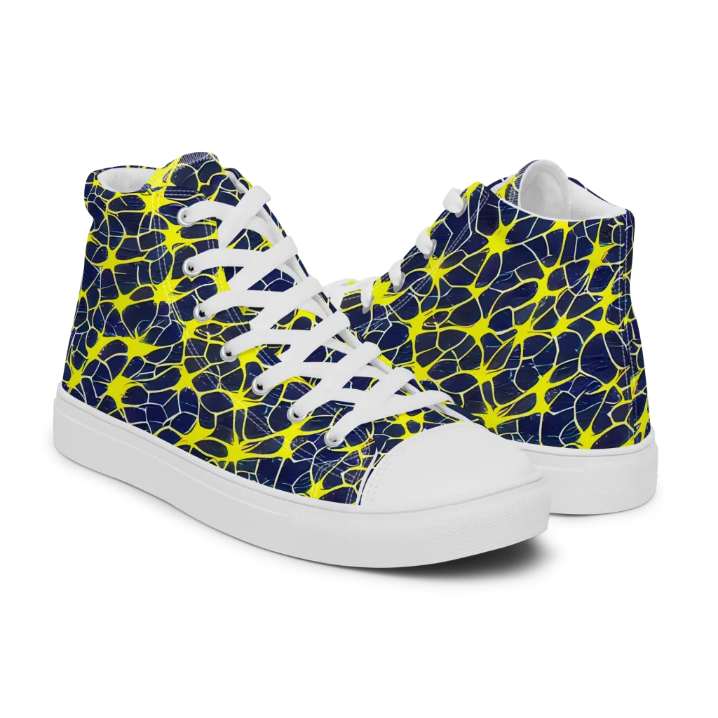 Neon Neural Network on Women's High Top Canvas Shoes — Right