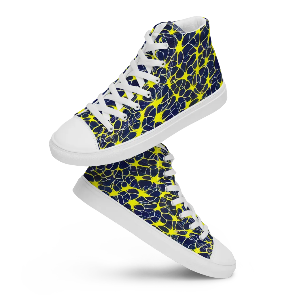 Neon Neural Network on Women's High Top Canvas Shoes — Front