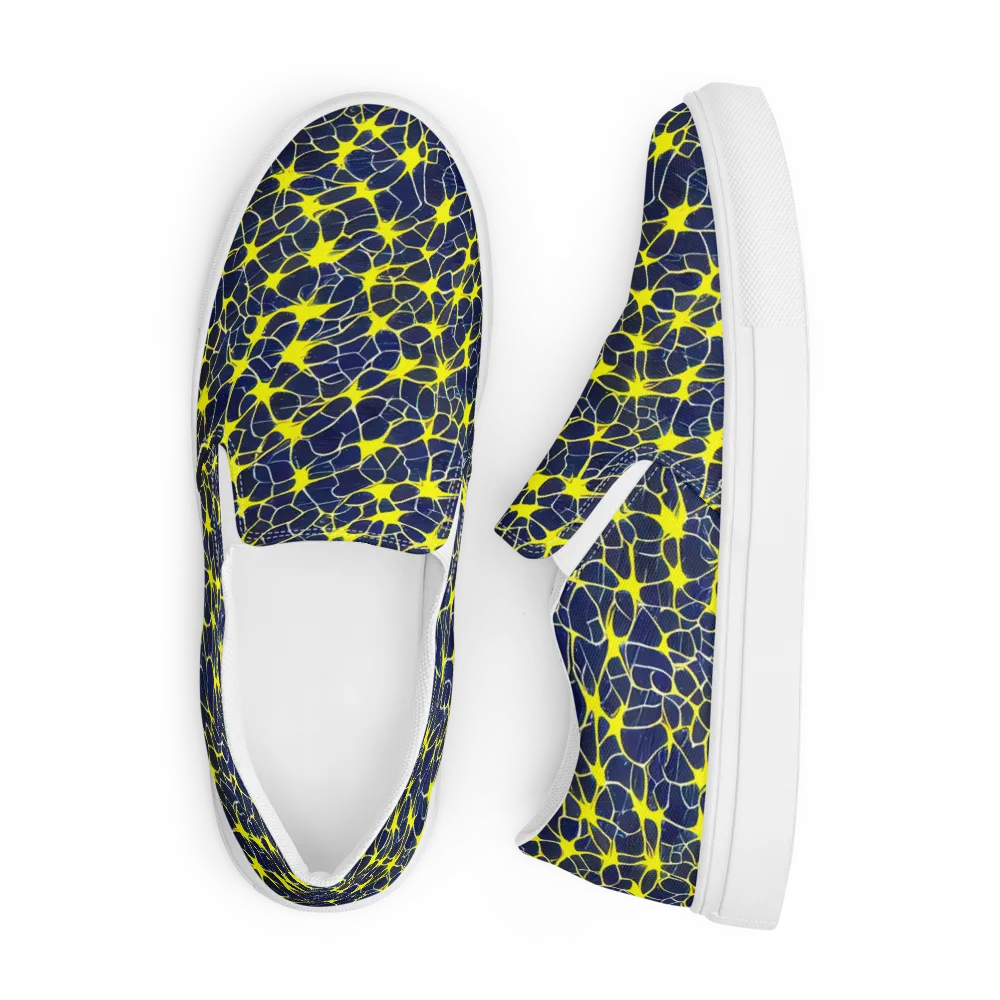 Neon Neural Network on Men's Slip-On Canvas Shoes — Front