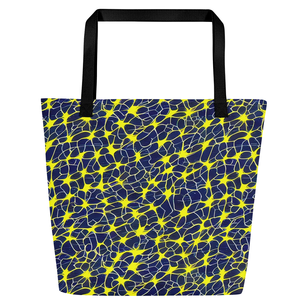 Neon Neural Network on Large Tote Bag W/ Pocket — Front