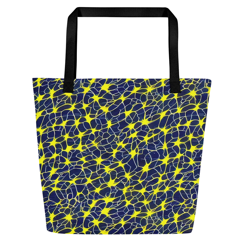 Neon Neural Network on Large Tote Bag W/ Pocket — Front