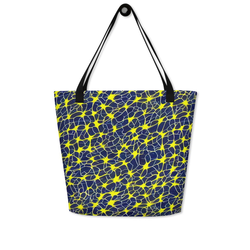 Neon Neural Network on Large Tote Bag W/ Pocket — Front