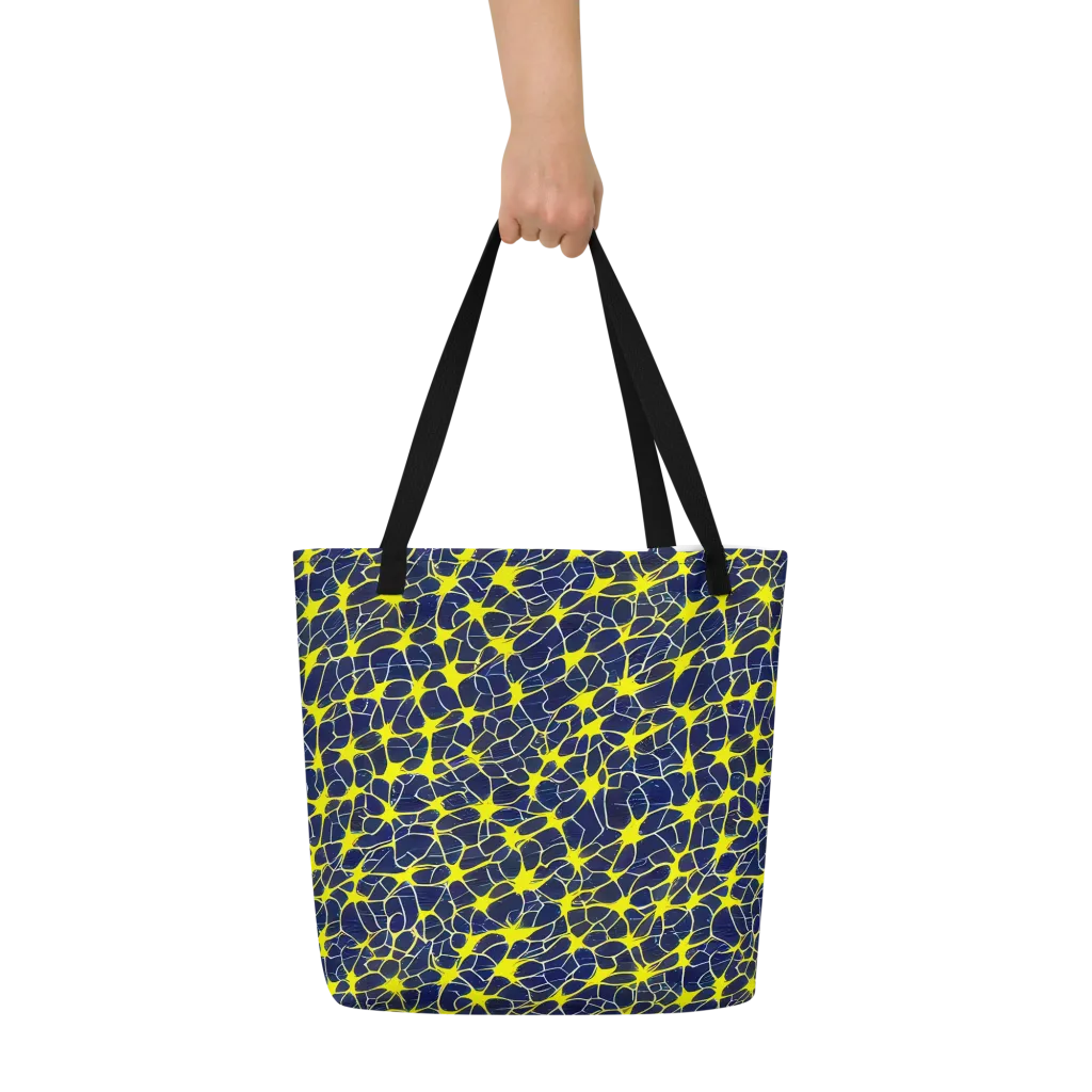 Neon Neural Network on Large Tote Bag W/ Pocket — Front