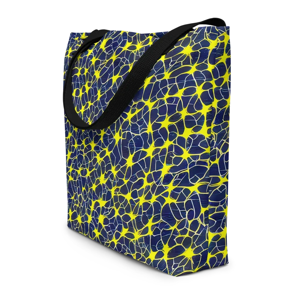 Neon Neural Network on Large Tote Bag W/ Pocket — Front