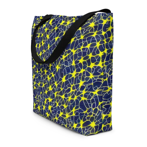 Neon Neural Network on a Large Tote Bag W/ Pocket